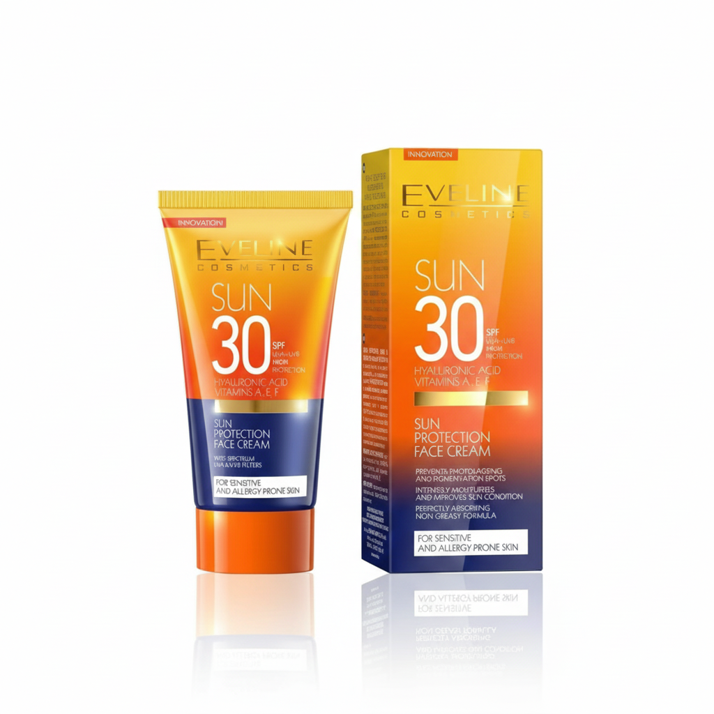 Protector Solar Eveline SPF 30 con filtros UVA y UVB, 50 ml