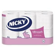 Nicky Ultrasoft Papel Higiénico - Paquete de 12 Rollos,